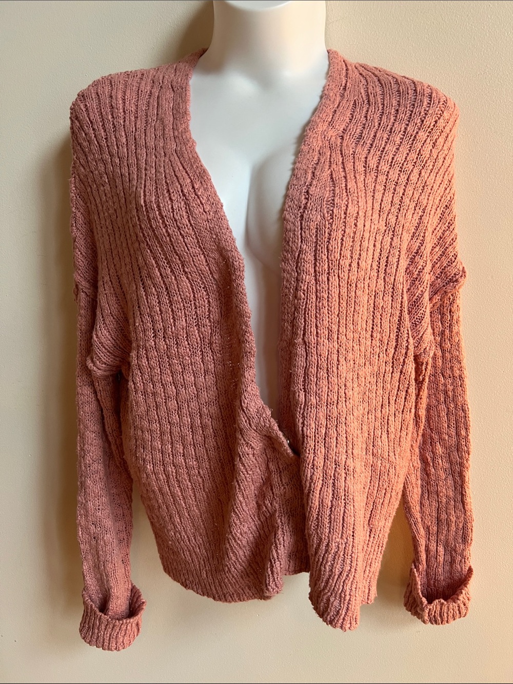Pink Lily Open-Front Knit Cardigan in Dusty Rose